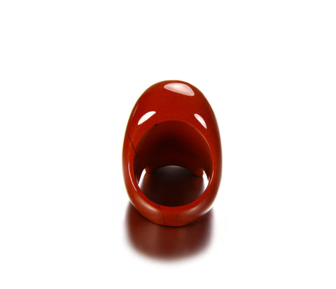 Skullis Signature Solid Red Jasper Carved Gemstone Crystal Skull Ring