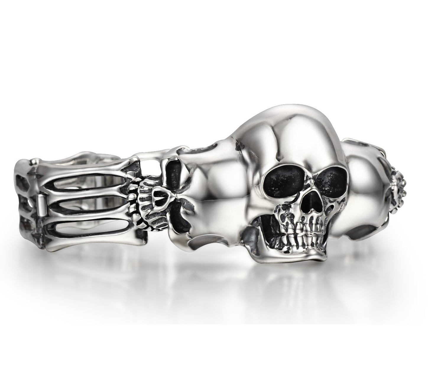 Oxidized Sterling Silver Skulls Bracelet1
