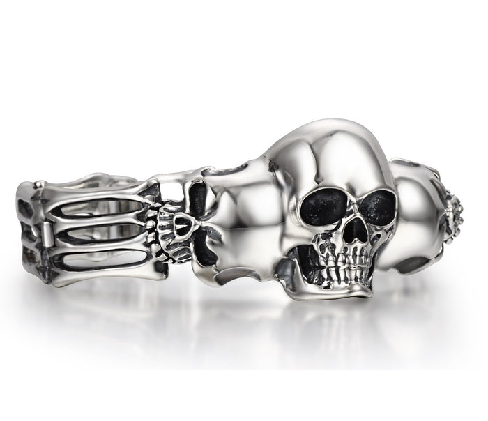 Oxidized Sterling Silver Skulls Bracelet1