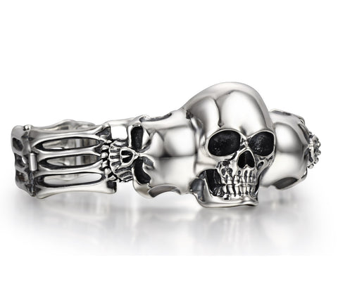 Oxidized Sterling Silver Skulls Bracelet1