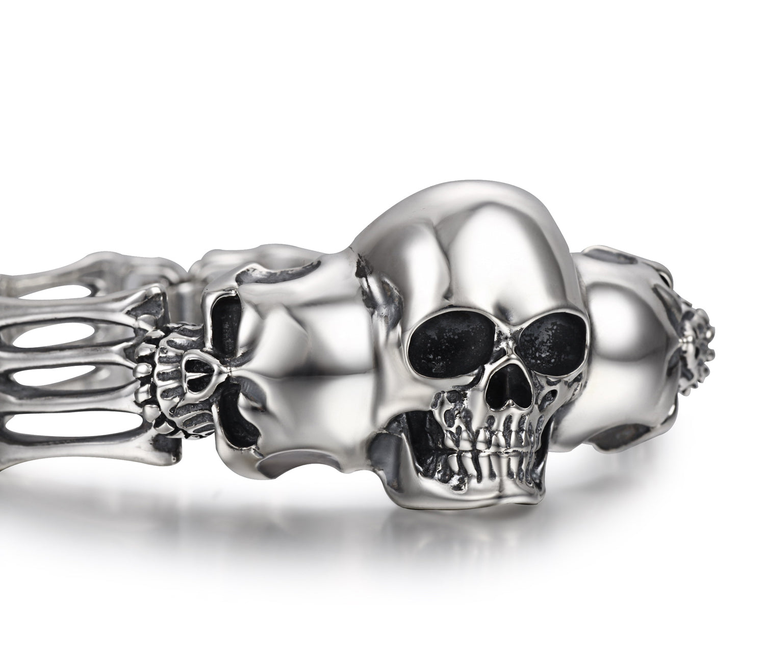 Oxidized Sterling Silver Skulls Bracelet