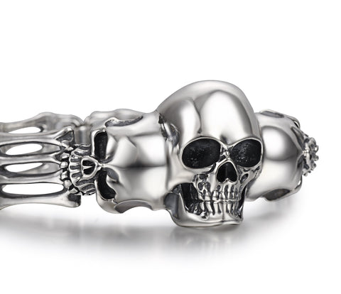 Oxidized Sterling Silver Skulls Bracelet