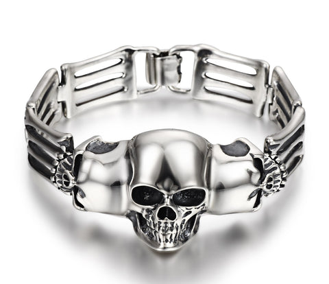 Oxidized Sterling Silver Skulls Bracelet